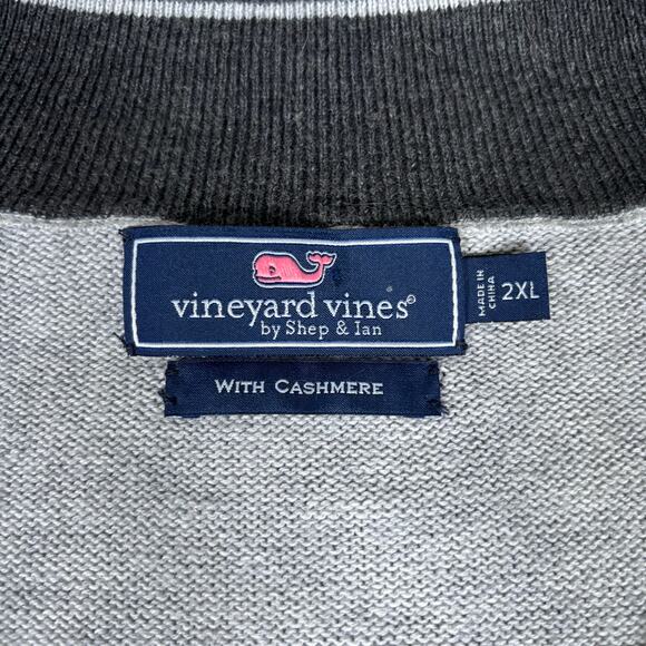 Vineyard Vines Men’s 2XL 1/4 Zip Pullover Sweater Gray Cotton Cashmere - Picture 3 of 8